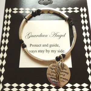 "Guardian Angel" Engraved Silver Charm Bracelet